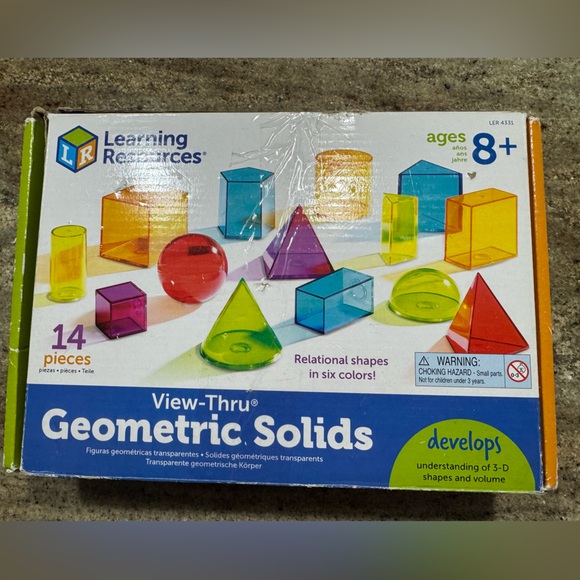 Learning Resources View Thru Geometric Solids 3D Shapes Math Tool Hands On - Picture 2 of 7